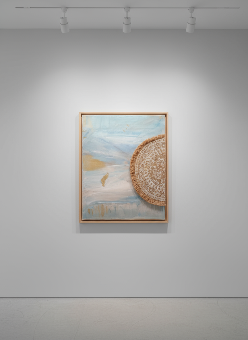 Azul Boho - Cuadro Abstracto Estilo Bohemio