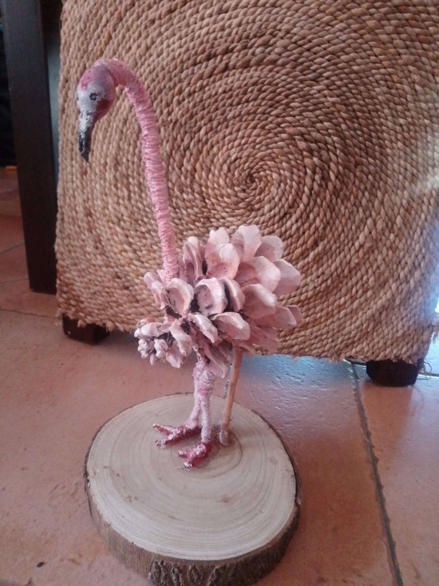 Flamenco Decorativo Rosa Empolvado Artesanal - Hecho a Mano España