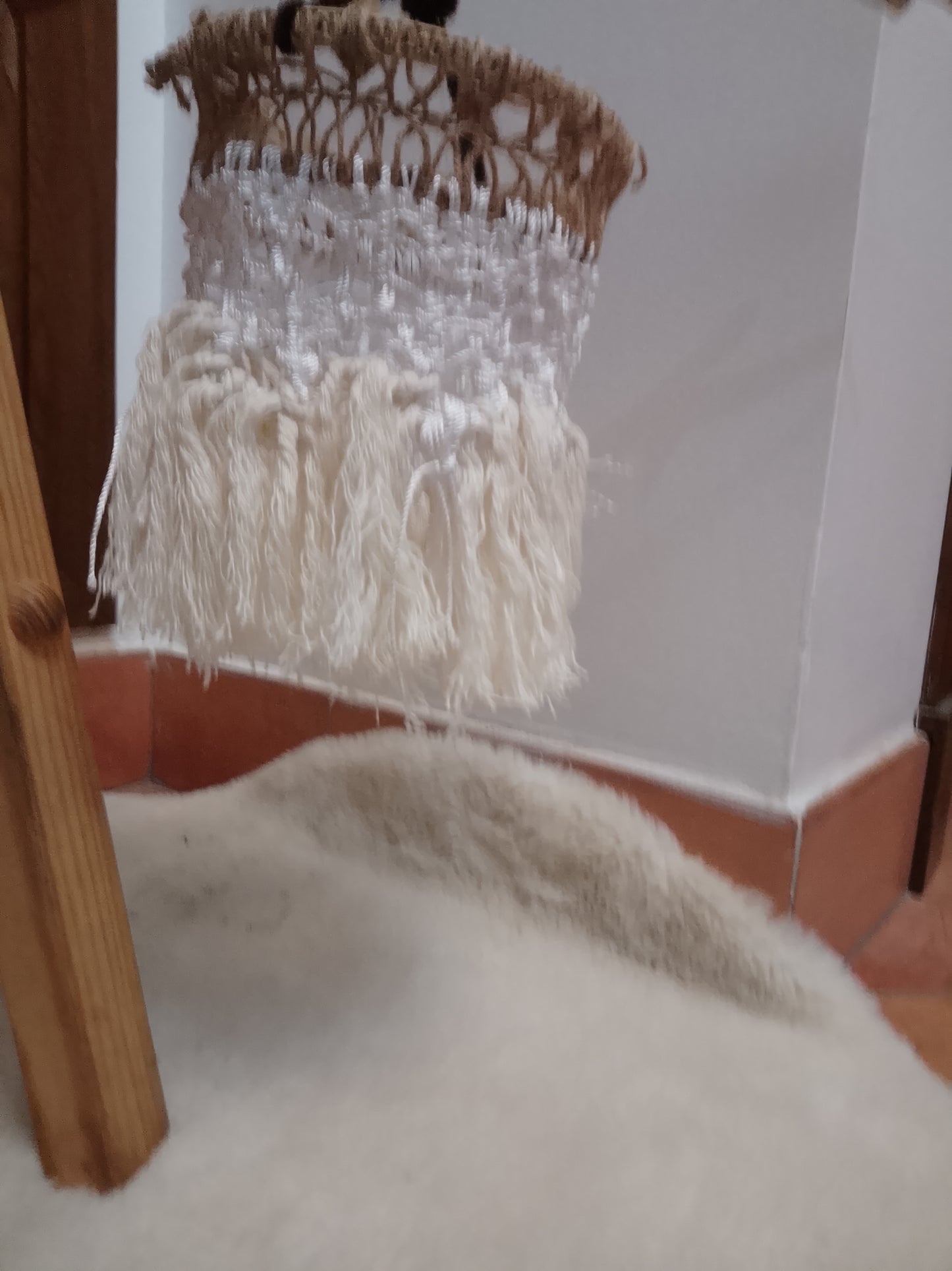 Pantalla Macramé Boho Blanca - Adorno Colgante para Lámpara Artesanal