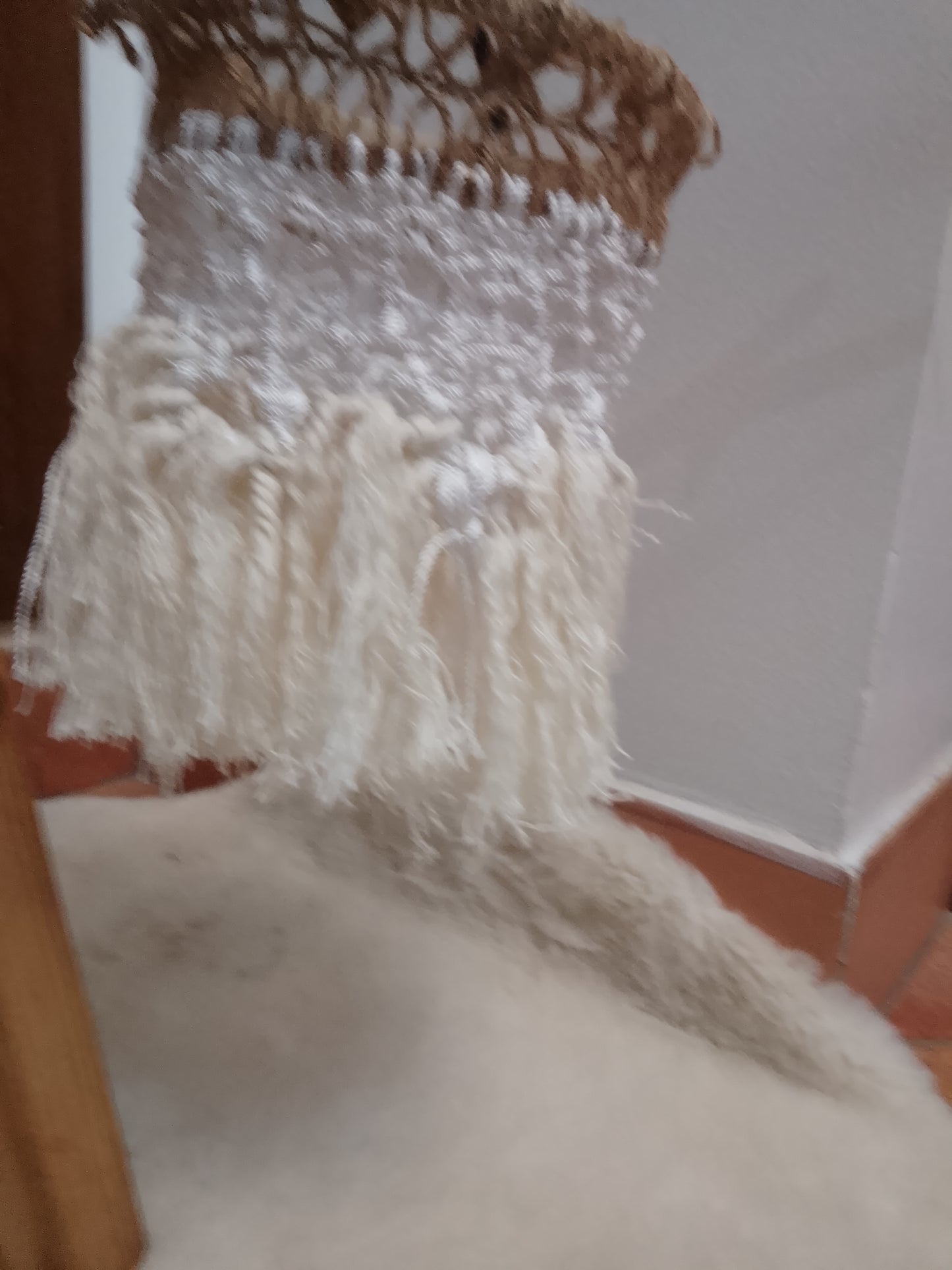 Pantalla Macramé Boho Blanca - Adorno Colgante para Lámpara Artesanal