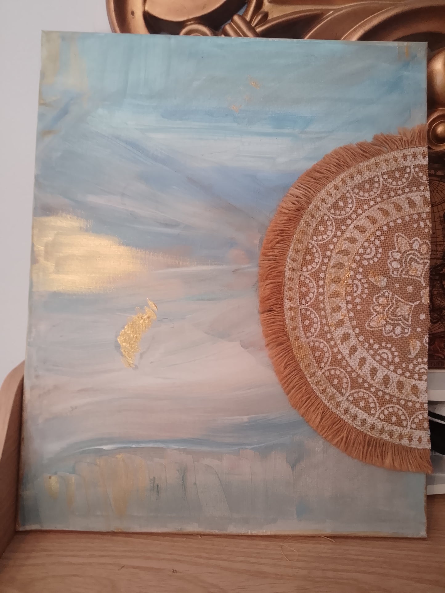 Azul Boho - Cuadro Abstracto Estilo Bohemio