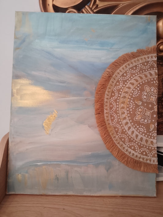 Azul Boho - Cuadro Abstracto Estilo Bohemio