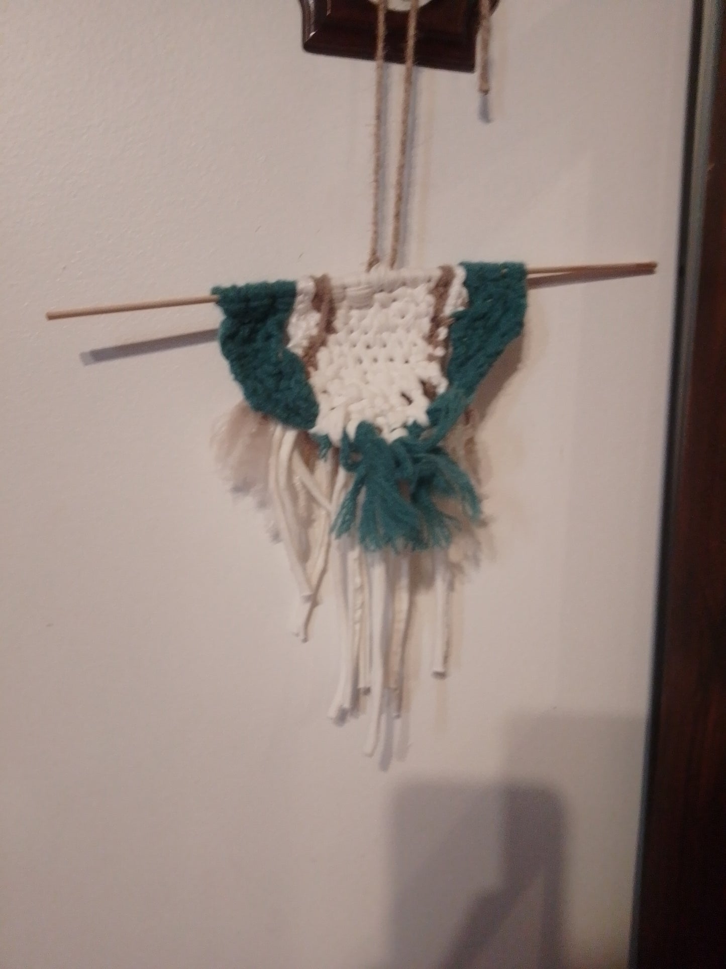 Boho Adorno de Madera con Trenzado Macramé